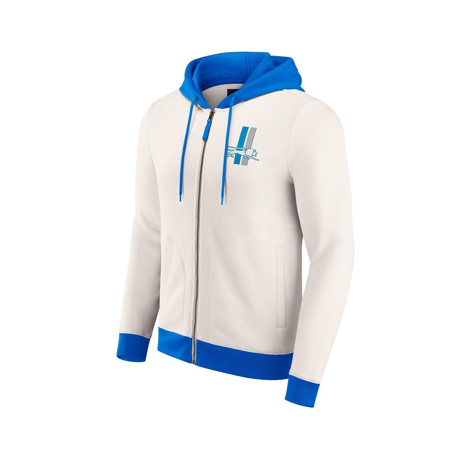 Darius Rucker Collection by Men's Cream Detroit Lions Distressed Graphics Full-Zip Hoodie