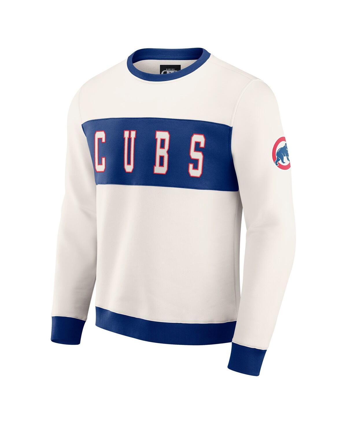 Fanatics Darius Rucker Collection By  Men's Cream Chicago Cubs Color Block Crewneck Sweatshirt In White