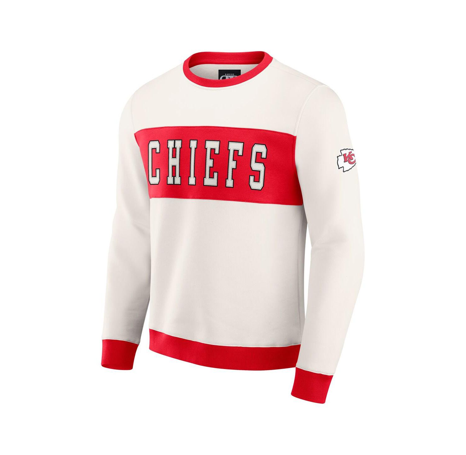 Darius Rucker Collection by Men's Cream Kansas City Chiefs Color Block Crewneck Sweatshirt