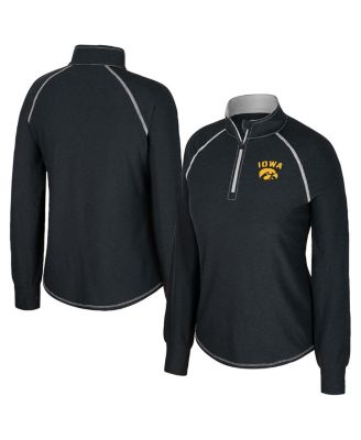 Colosseum - Women's Black Iowa Hawkeyes Bikram Raglan Quarter-Zip Sweatshirt