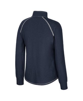 Women's Navy Michigan Wolverines Bikram Raglan Quarter-Zip Sweatshirt