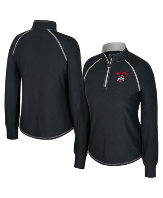 Colosseum - Women's Black Ohio State Buckeyes Bikram Raglan Quarter-Zip Sweatshirt