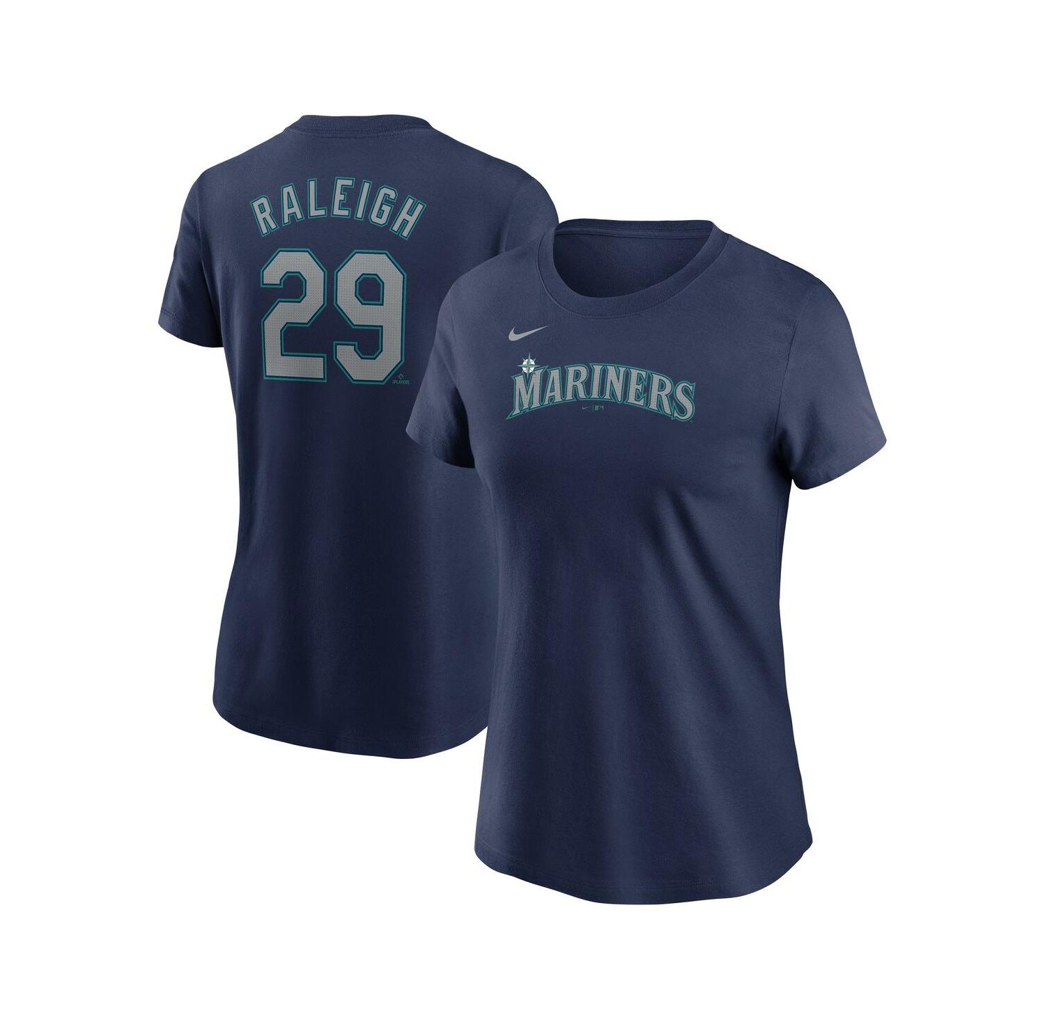 Women's Cal Raleigh Navy Seattle Mariners Fuse Name & Number T-Shirt