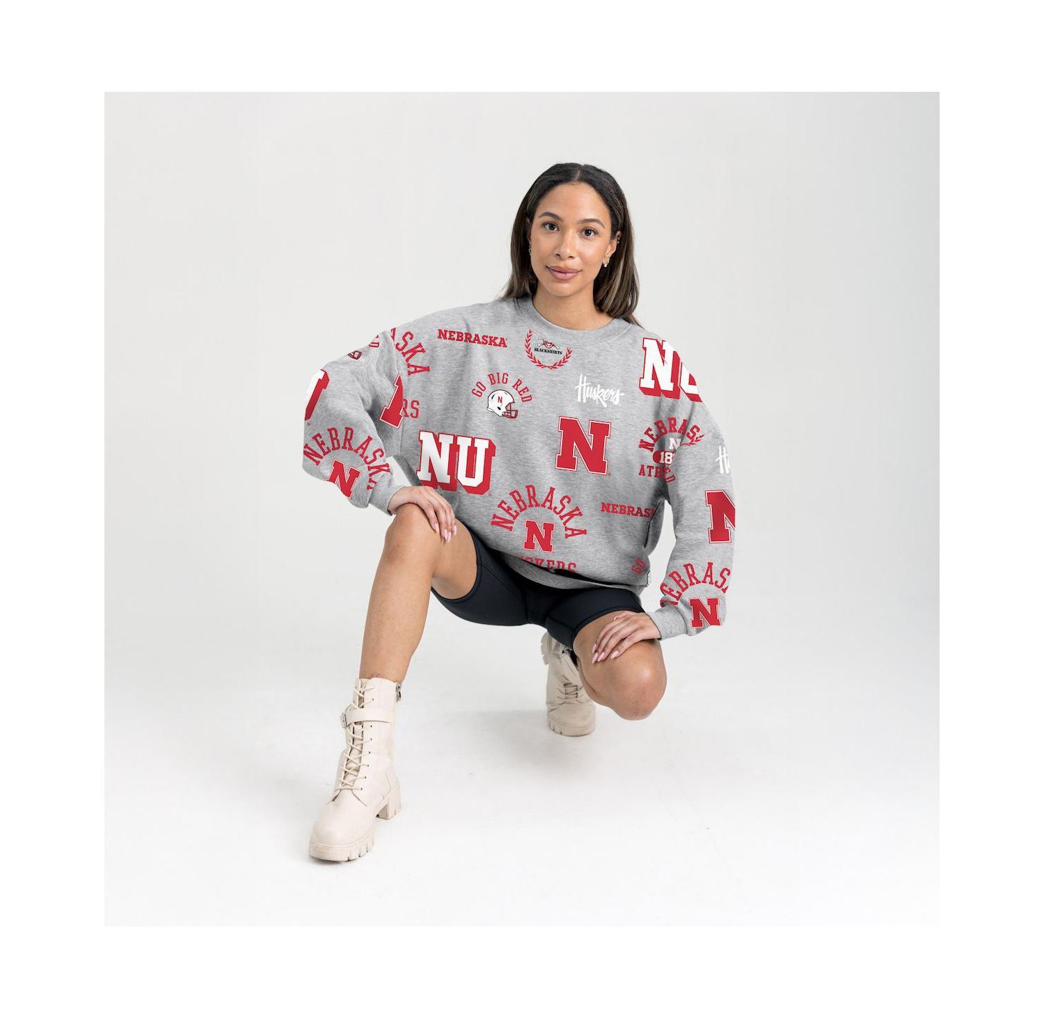 Women's Gray Nebraska Huskers Always on Repeat Fleece Sweatshirt