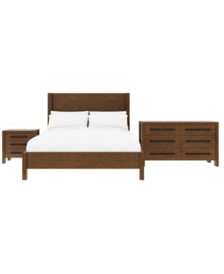 Furniture - Davie Cracked Oak 3 Pc. Queen Panel Set (Bed, Dresser & 3-Drawer Nightstand)