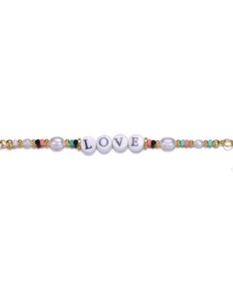 Kids 14k Gold Plated Multi-Color Love Tag Charms Bracelet