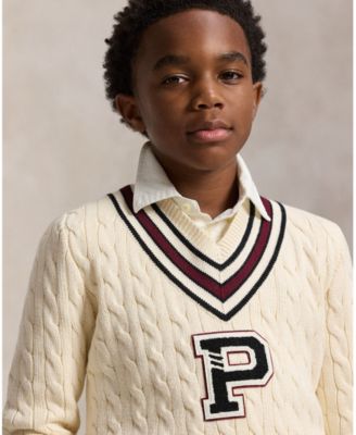 Boys' 8-20 Stripe Detail Cricket Sweater