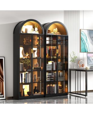 76" 8-Tier Display Cabinet with 3-Color Motion LED