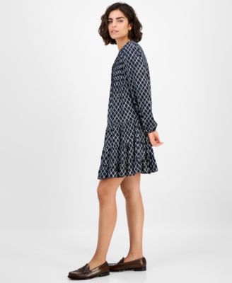 Women's Argyle Dot Tiered Dress