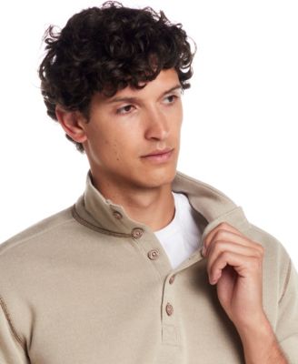 Men's Quarter Button Mock Neck Sweater Fleece