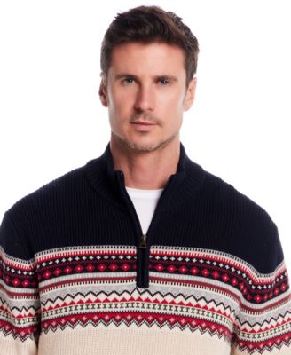 Men's Maine Fairisle Two Tone Quarter Zip Sweater