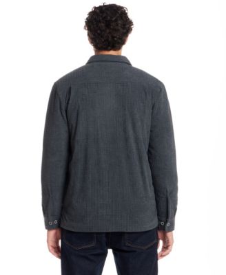 Men's Sherpa Lined Grid Collared Shirt Jacket