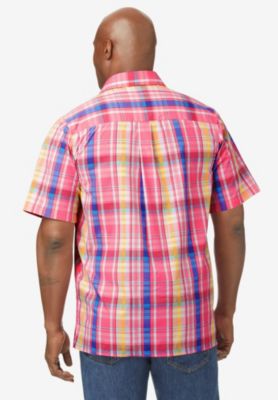 Big & Tall Plaid Wrinkle-Resistant Short Sleeve Button Down