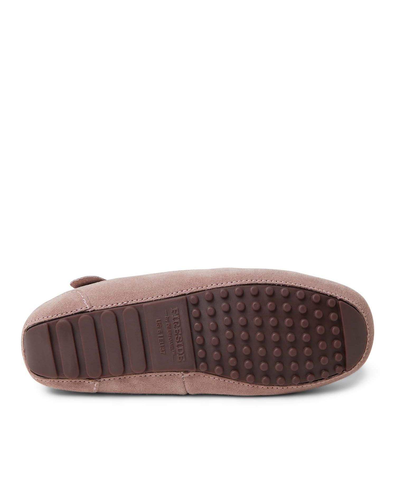Dearfoams Women's Fireside Mel Genuine Shearling Moccasin Slipper
