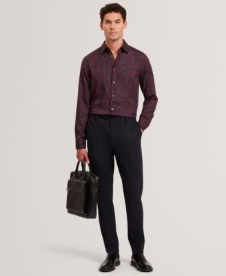 Men's Akselle Regular Fit Tonal Floral Print Long Sleeve Shirt