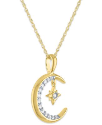 Diamond Moon Pendant Necklace (1/8 ct. t.w.) in 10K Yellow Gold
