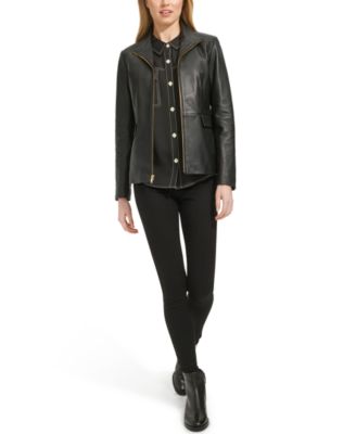 Women's Zip-Front Leather Jacket