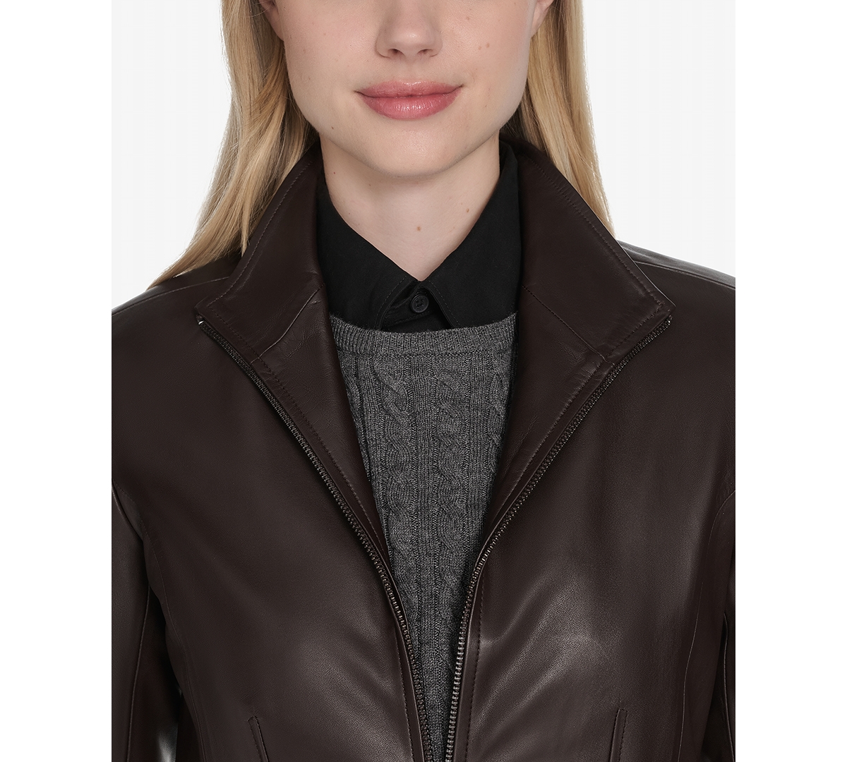 Cole Haan Women's Zip-Front Leather Jacket