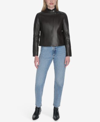 Women's Stand Collar Zip-Front Racer Jacket