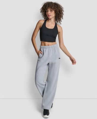Women's Flocked Logo Boyfriend Open Leg Pants