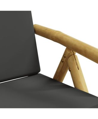 Folding Patio Reclining Chairs 2 pcs with Cushions Bamboo