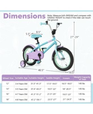 Kids Bike with Adjustable Handlebar and Saddle Purple-14 Inches