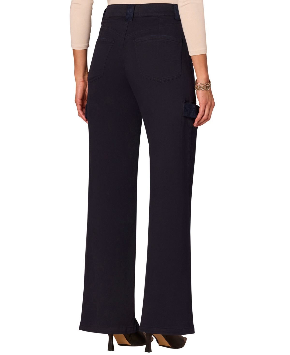 Democracy Petite "ab" Solution Wide Leg Sky Rise Jeans In Blue