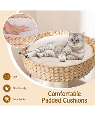 Modern Cat Tree w/Top Perch Cattail Fluff Condo Cozy Nest Sisal Scratching Posts
