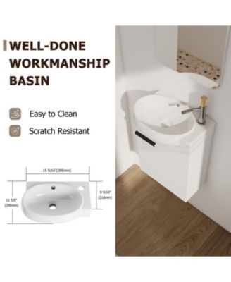 Soft Close Doors Bathroom Vanity With Sink 16 Inch For Small Bathroom