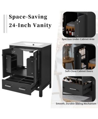 Bathroom Vanity with Integrated Undermount Sink Storage Cabinet Divided Drawer for Versatile Storage