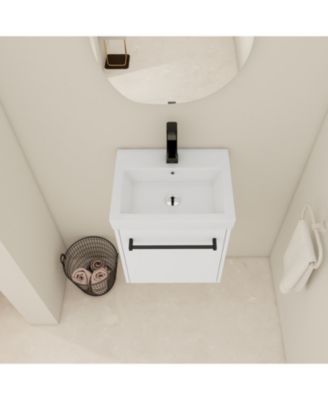 Floating WallMounted Bathroom Vanity with Ceramic Sink For Small Bathroom