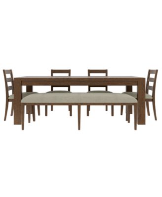 Furniture - Davie Cracked Oak Rectangle 6 Pc. Set (Table, 4 Ladder Chairs, & Dining Bench)