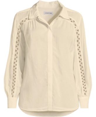 Women's Voile Shirred Trim Insert Shirt