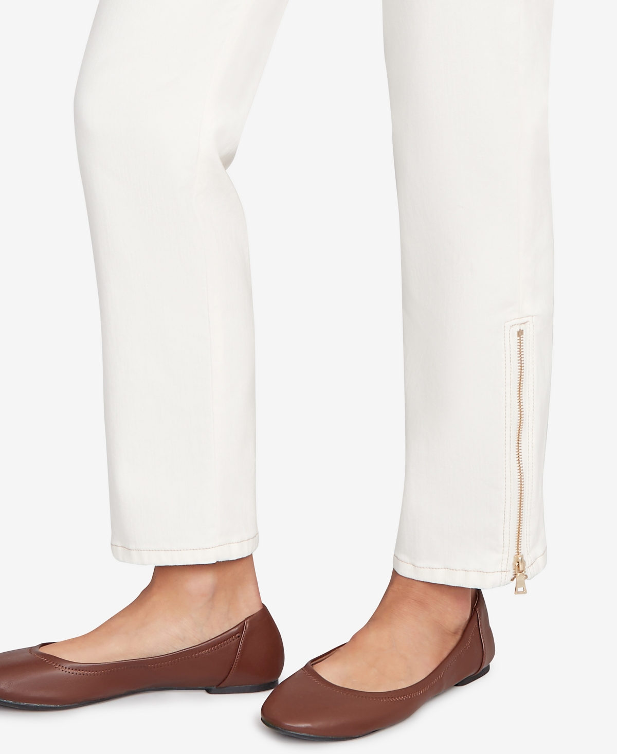 Ruby Rd. Petite Zipper Hem Pull-on Pants In White
