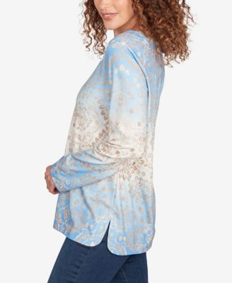 Petite Brushed Medallion Hatchi Knit Top