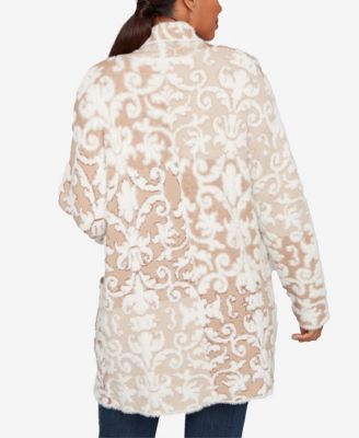 Petite Eyelash Scroll Jacquard Cardigan Sweater