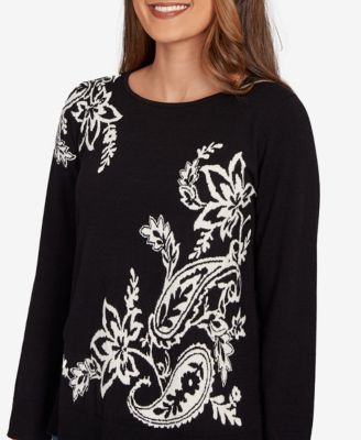 Petite Floral Paisley Jacquard Sweater