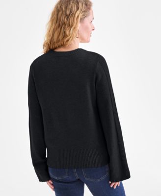 Women's Bell-Sleeve Boucle Ribbed Sweater, Macy's Exclusive 