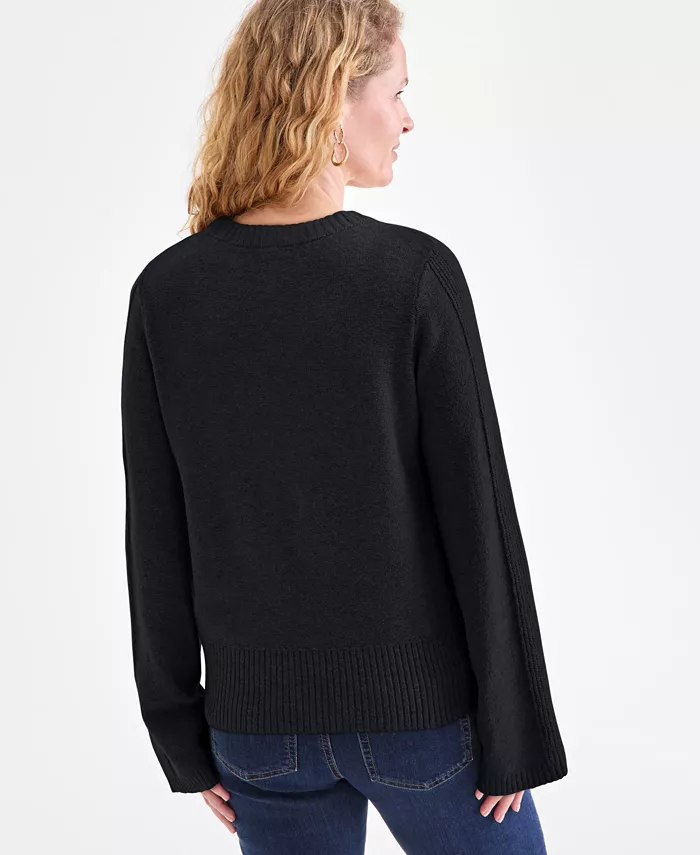 Women's Bell-Sleeve Boucle Ribbed Sweater - thumbnail 2