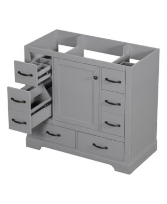 Bathroom Vanity Cabinet Base Only Six Drawers Adjustable Shelf Grey