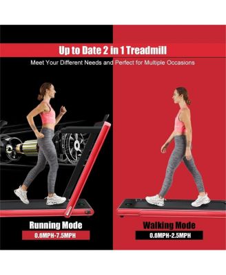 2.25HP 2 in 1 Folding Treadmill with APP Speaker Remote Control-Red