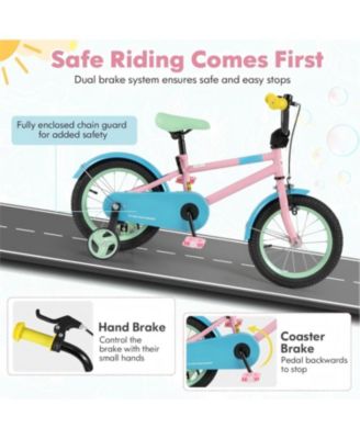 Kids Bike with Adjustable Handlebar and Saddle Pink-14 Inches