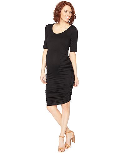 Motherhood Maternity Ruched Elbow-Sleeve Dress