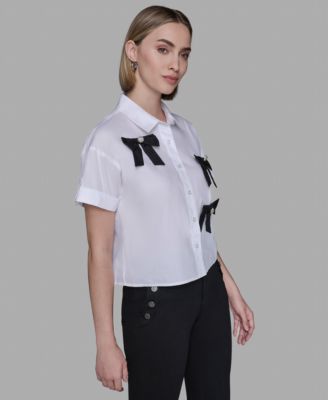 Petite Bow Short Sleeve Top
