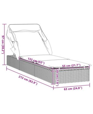 Sunbed Brown PE Rattan, Powder-Coated Steel 83.9x24.8x38.2 in