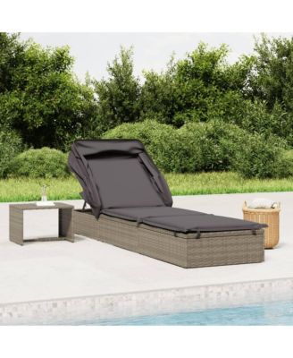 Sunbed Grey PE Rattan, Powder-Coated Steel 83.1 x 25.6 in