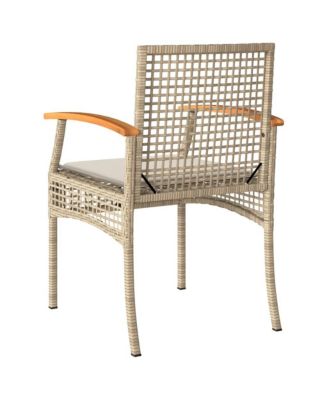 Garden Chair Set of 2 Beige and Brown PE rattan Medium
