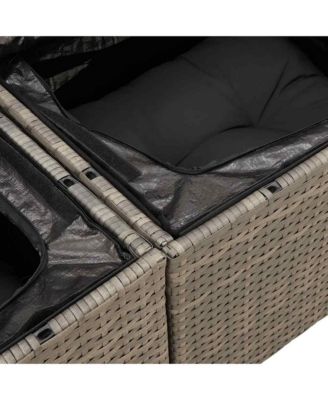 Garden Sofa Grey PE rattan Medium Adjustable Feet Garden Sofa
