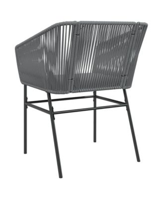 Garden Chair Gray PE rattan, Powder-Coated Steel Medium