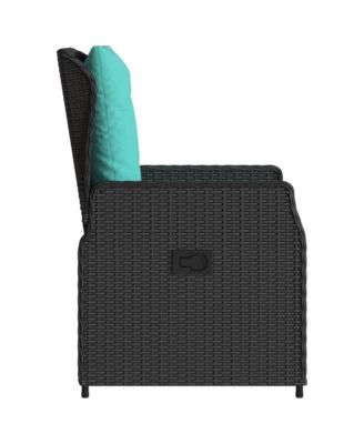 Reclining Patio Chair Black PE rattan Medium Adjustable Feet
